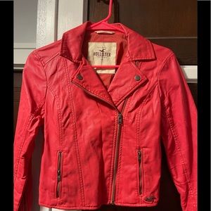 Holister faux leather jacket, pink, L